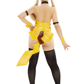 Pikachu Cosplay Bunny Girl Costume Yellow PU Leather Tight Cute Clubwear Anime Outfit